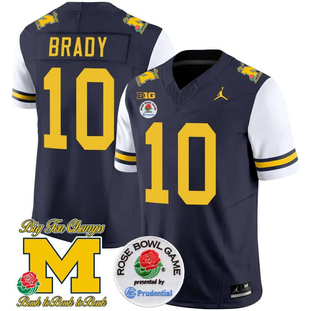 Men Michigan Wolverines #10 Brady Drak Blue 2024 Rose Bowl Patch Vapor Limited NCAA Jersey style 1->indianapolis colts->NFL Jersey